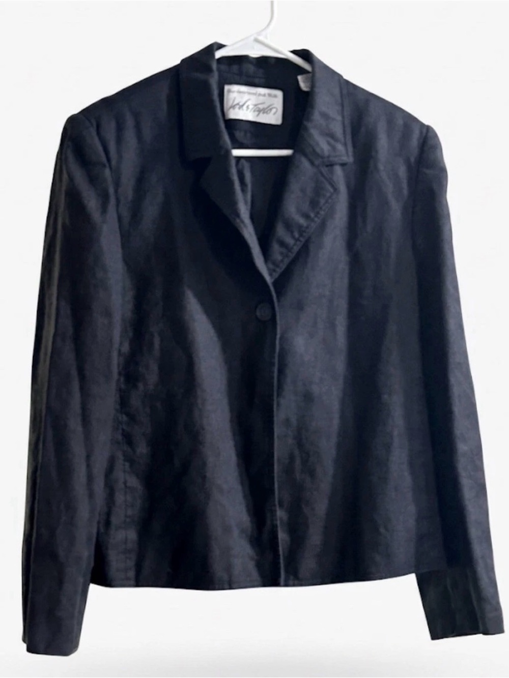Lord & Taylor 100% Linen Blazer Jacket Black Minimalist 90s Gorpcore Size 10 VTG